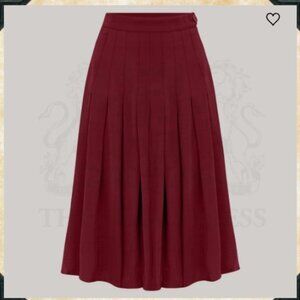 Seamstress of Bloomsbury 14 Lucille Wine Burgundy Skirt 1940s Rayon WW2 Vintage
